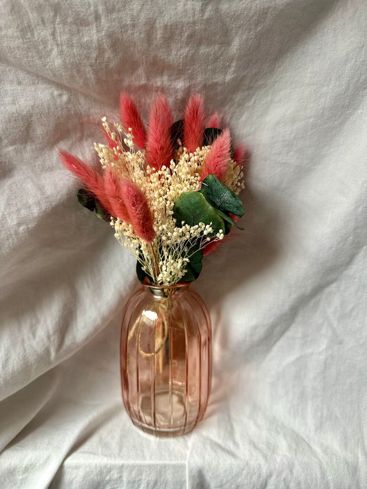 - Petit bouquet de lagurus rose avec vase -